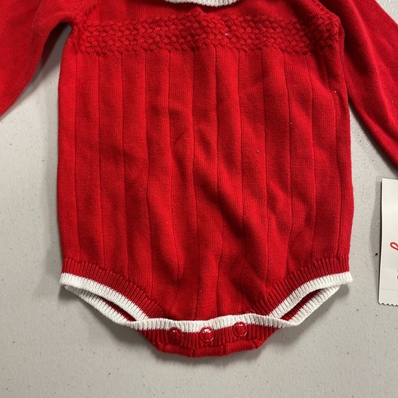 Baby red and white ruffled onesie sweater - Picture 3 of 8